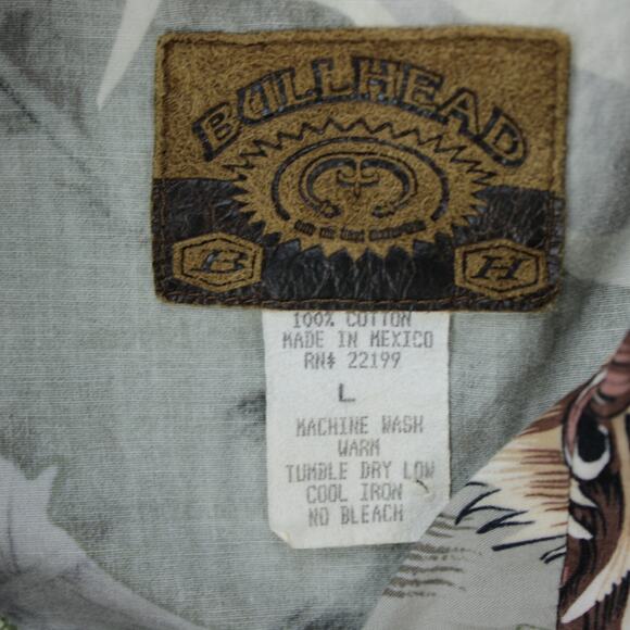 Vintage Bullhead Hawaiian Shirt Men Large Japanese Dragon All Over Print Camp - Picture 3 of 6